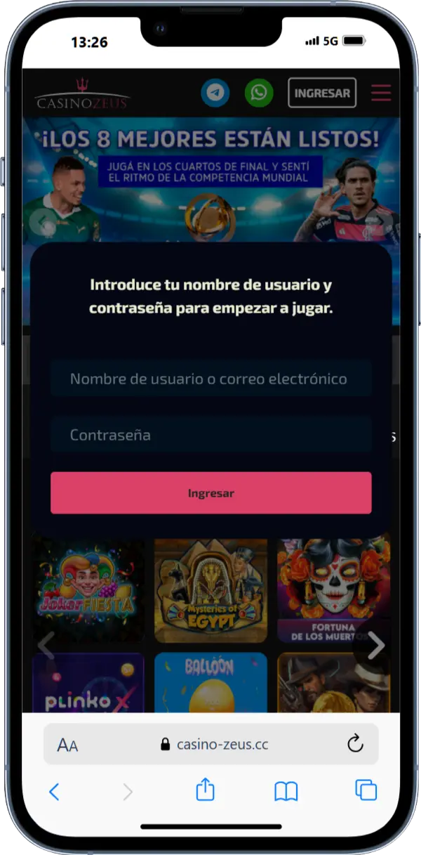 Inscripción en Casino Zeus